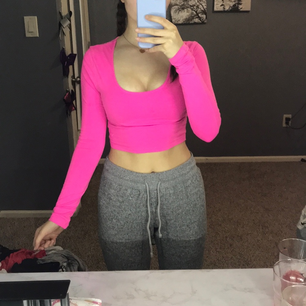 VICTORIA's SECRET/PINK neon pink long sleeve shirt